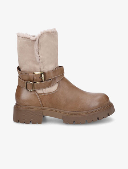 Bottines fourrées bi-matière - Taupe - 5