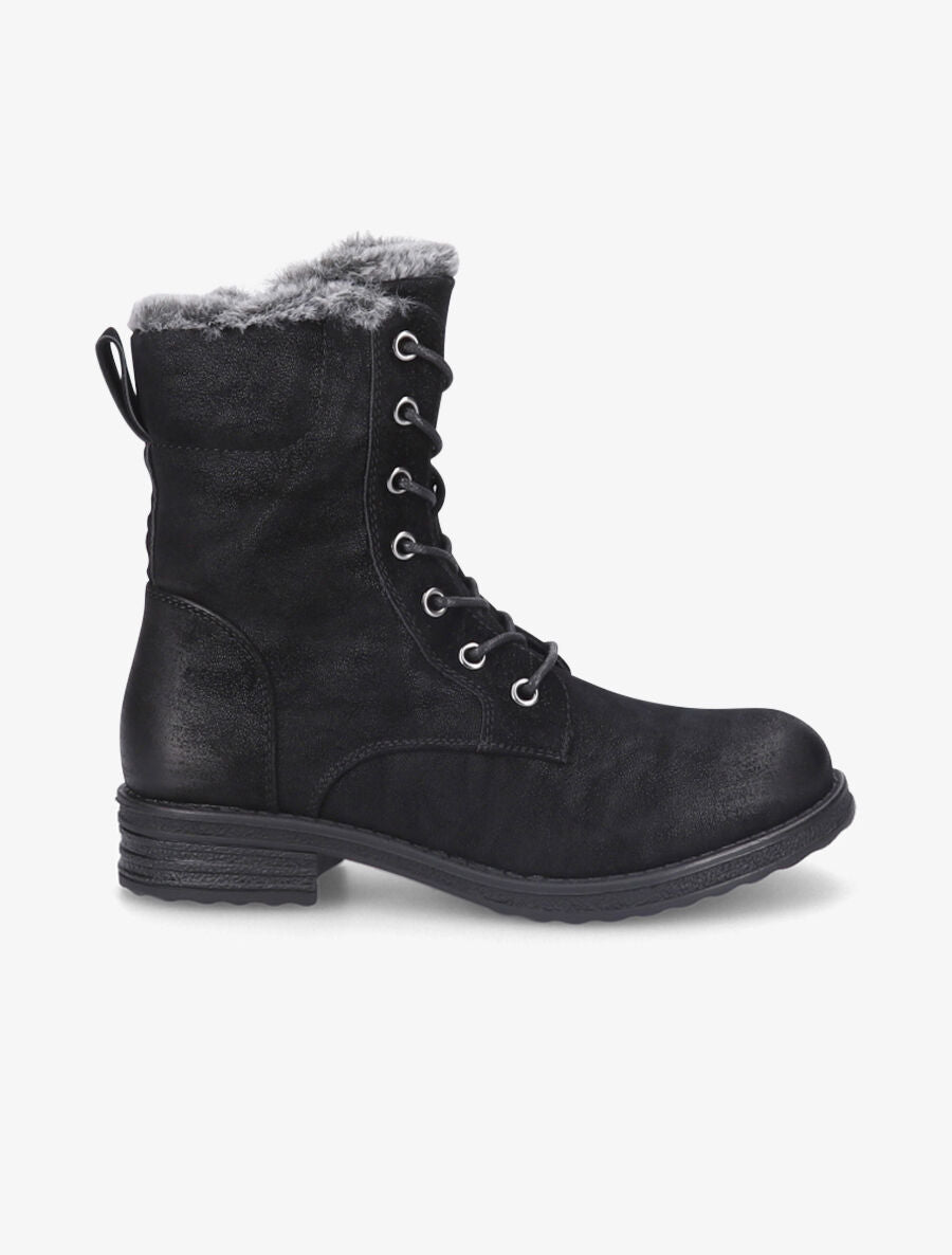 Bottines fourrées à lacets - Noir - 1