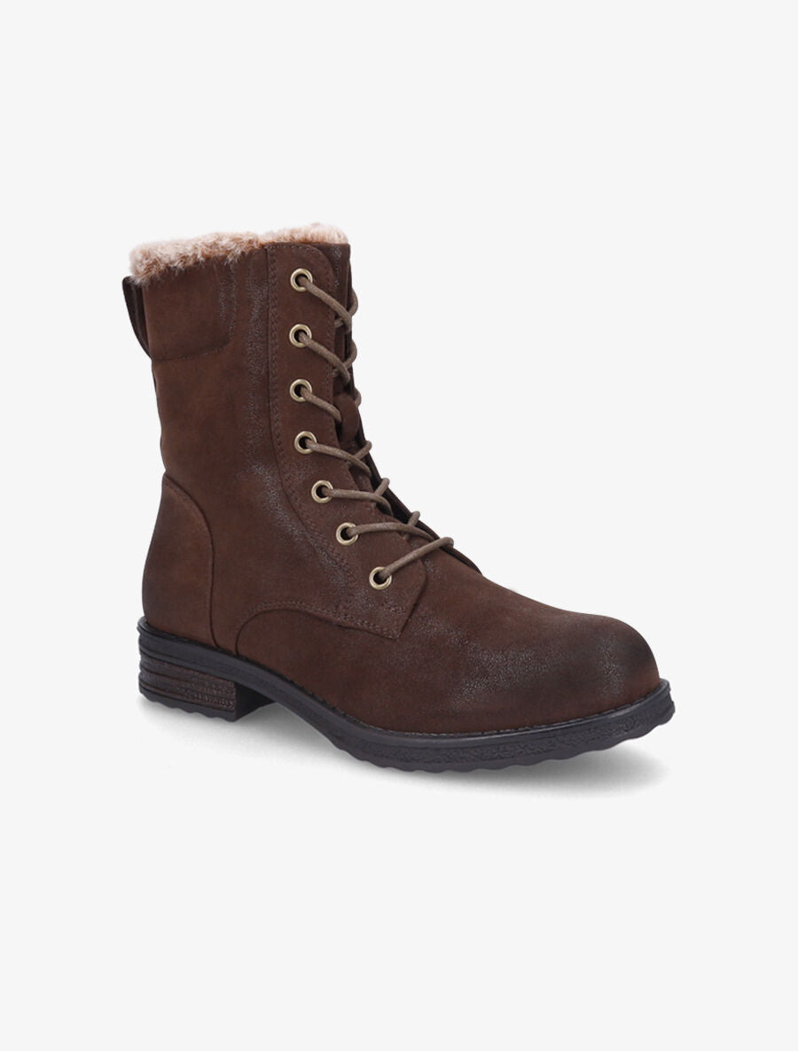 Bottines fourrées à lacets - Marron - 2
