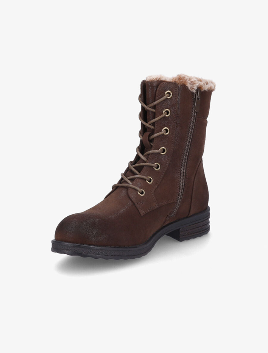 Bottines fourrées à lacets - Marron - 3