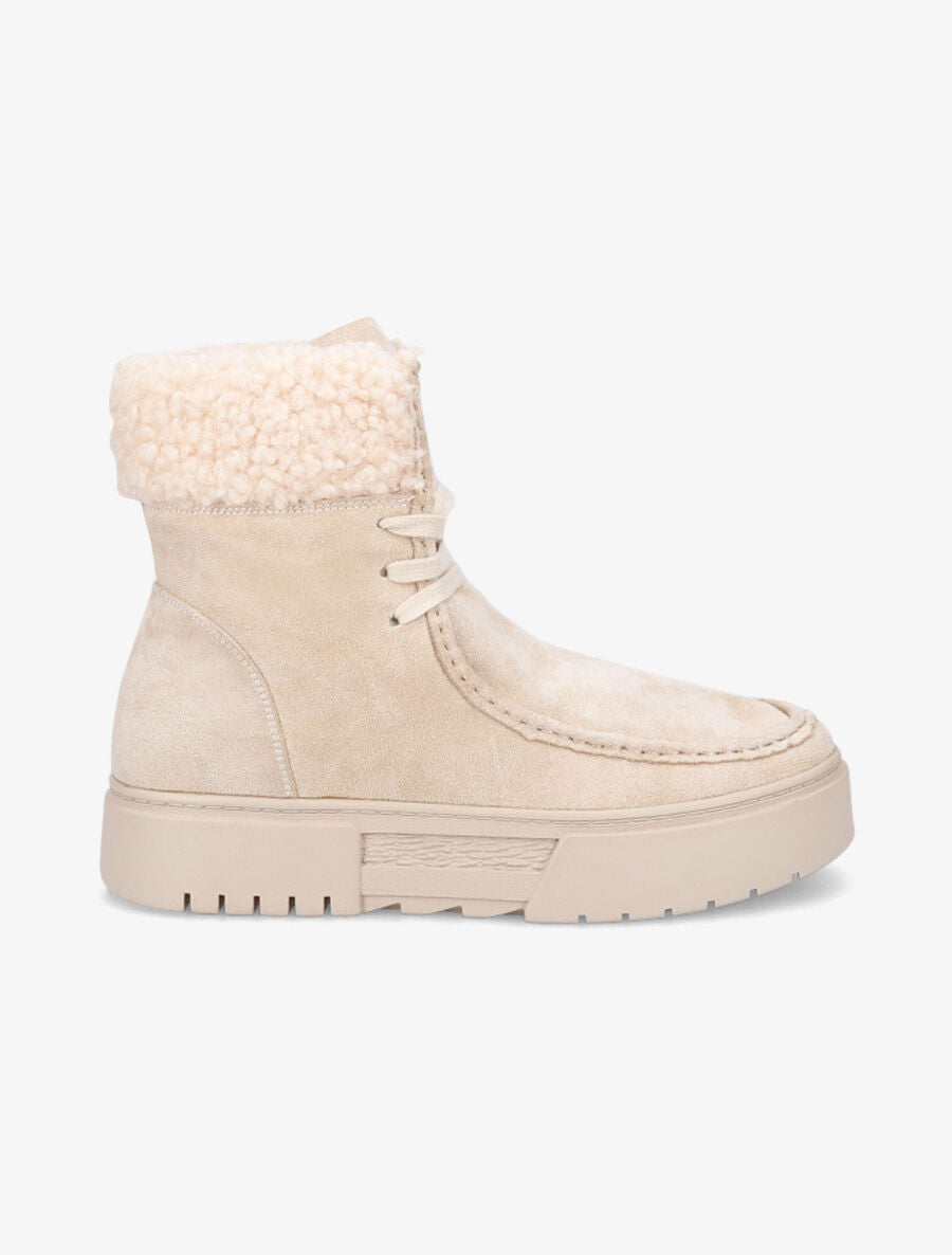 Boots lacées en suédine - Beige - 5