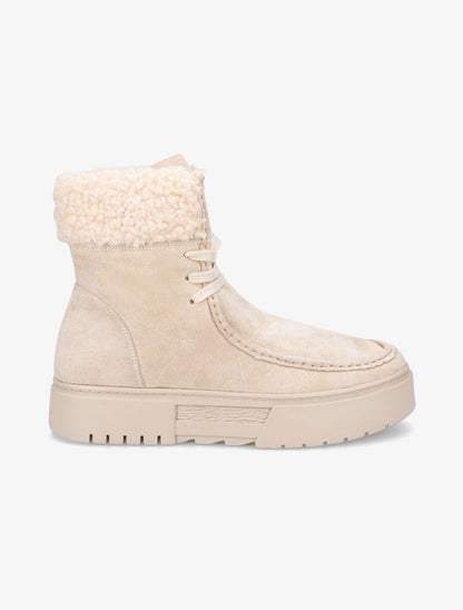 Boots lacées en suédine - Beige - 5