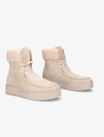 Boots lacées en suédine - Beige - 4