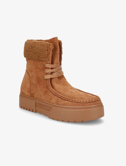 Boots lacées en suédine - Camel - 2