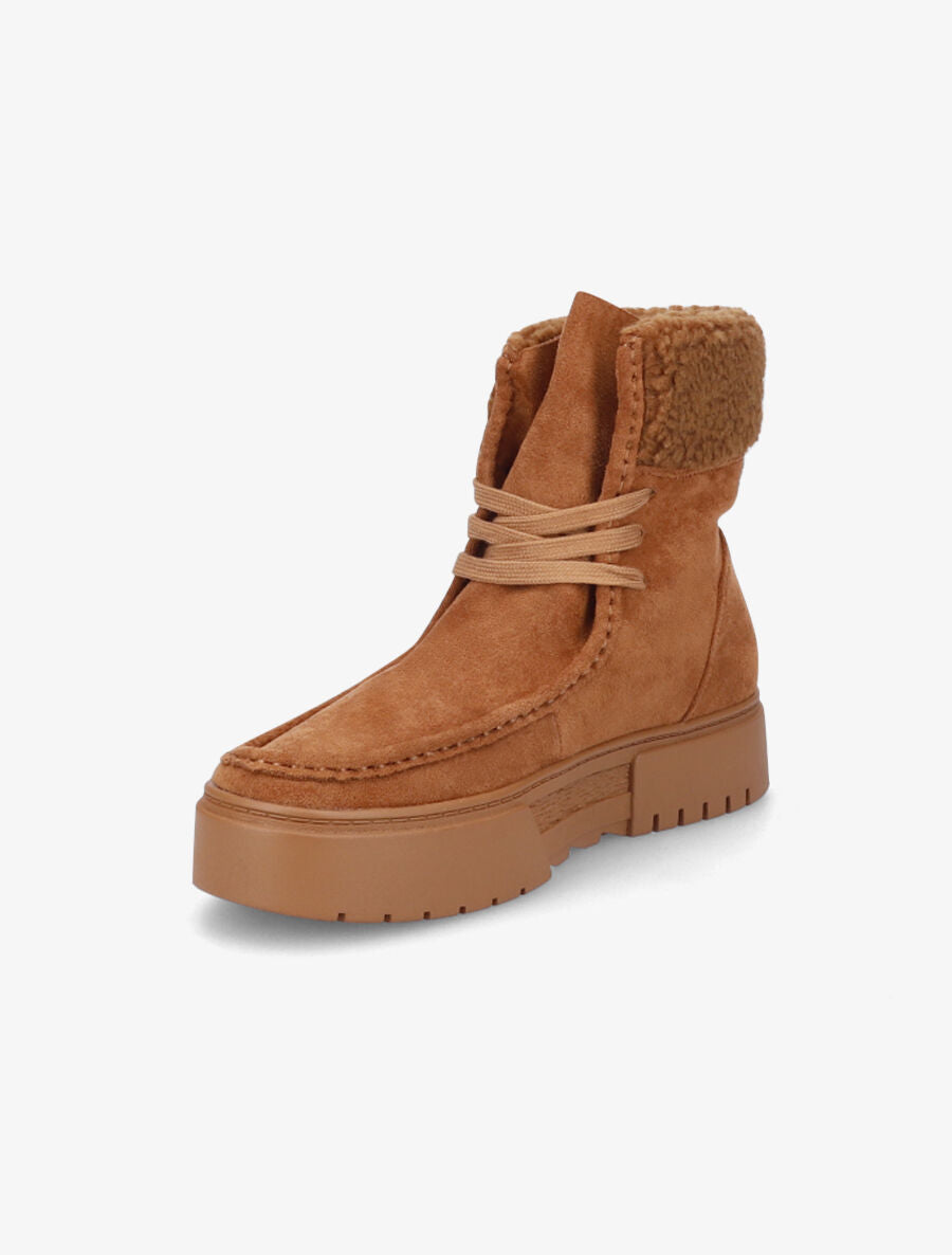 Boots lacées en suédine - Camel - 3