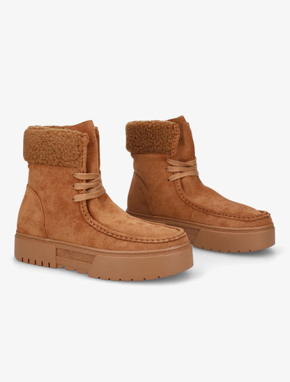 Boots lacées en suédine - Camel - 4