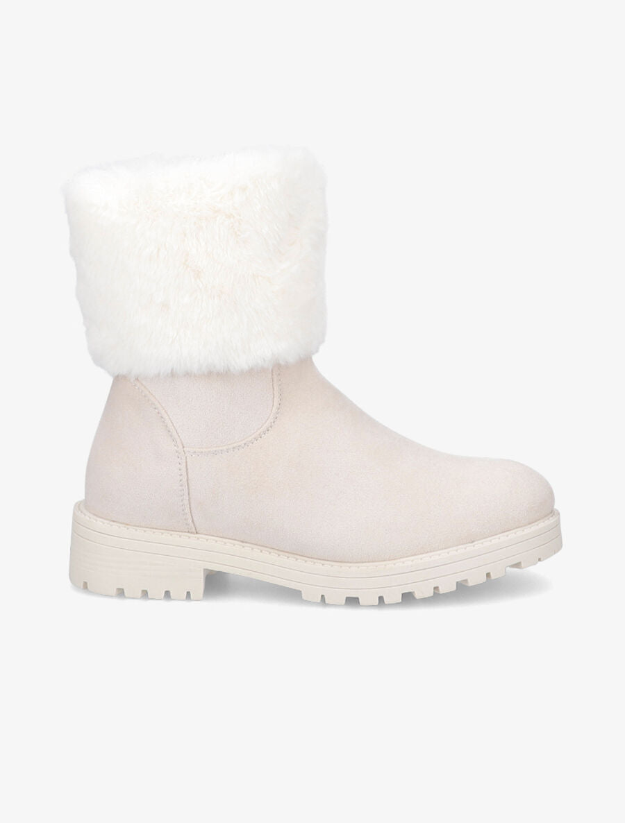 Boots à fourrure synthétique - Beige - 1