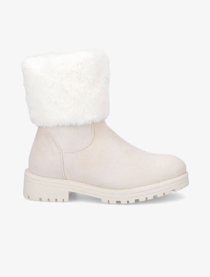 Boots à fourrure synthétique - Beige - 1