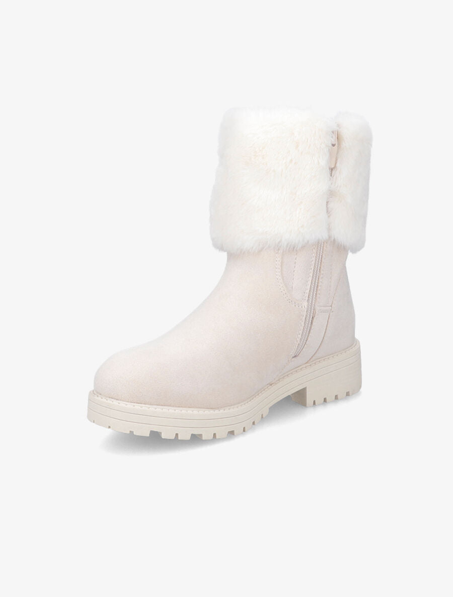 Boots à fourrure synthétique - Beige - 3