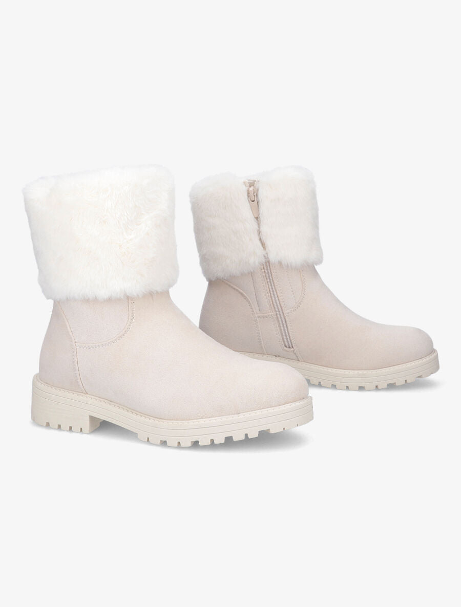 Boots à fourrure synthétique - Beige - 4