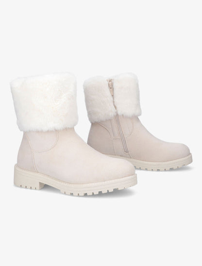 Boots à fourrure synthétique - Beige - 4