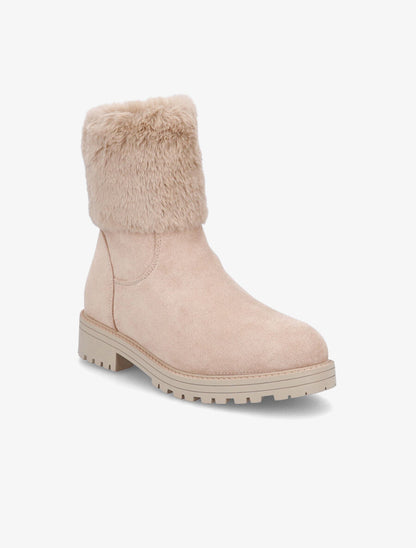 Boots à fourrure synthétique - Taupe - 2