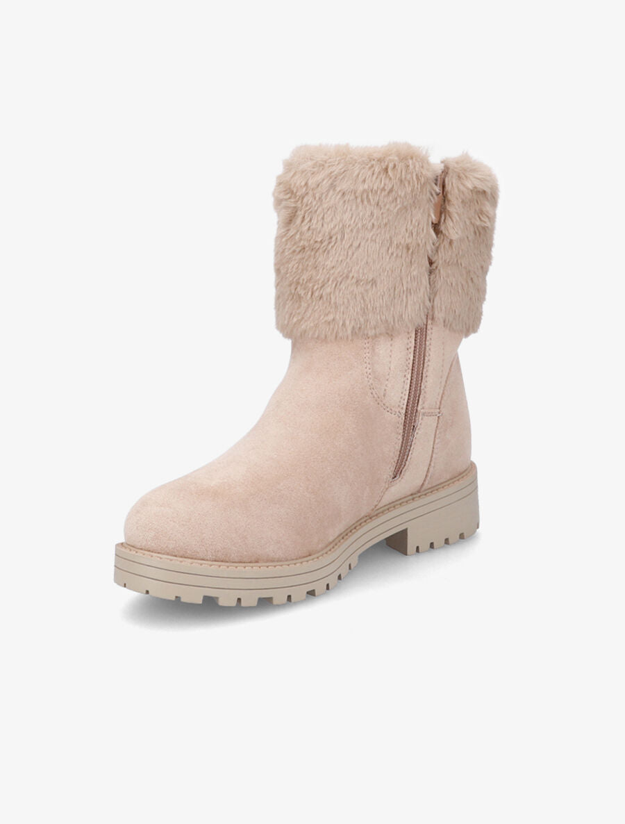 Boots à fourrure synthétique - Taupe - 3