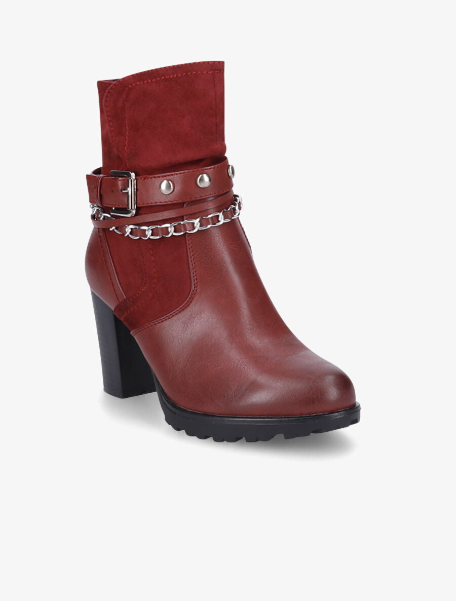 Bottines à chaîne et clous - Bordeaux - 2