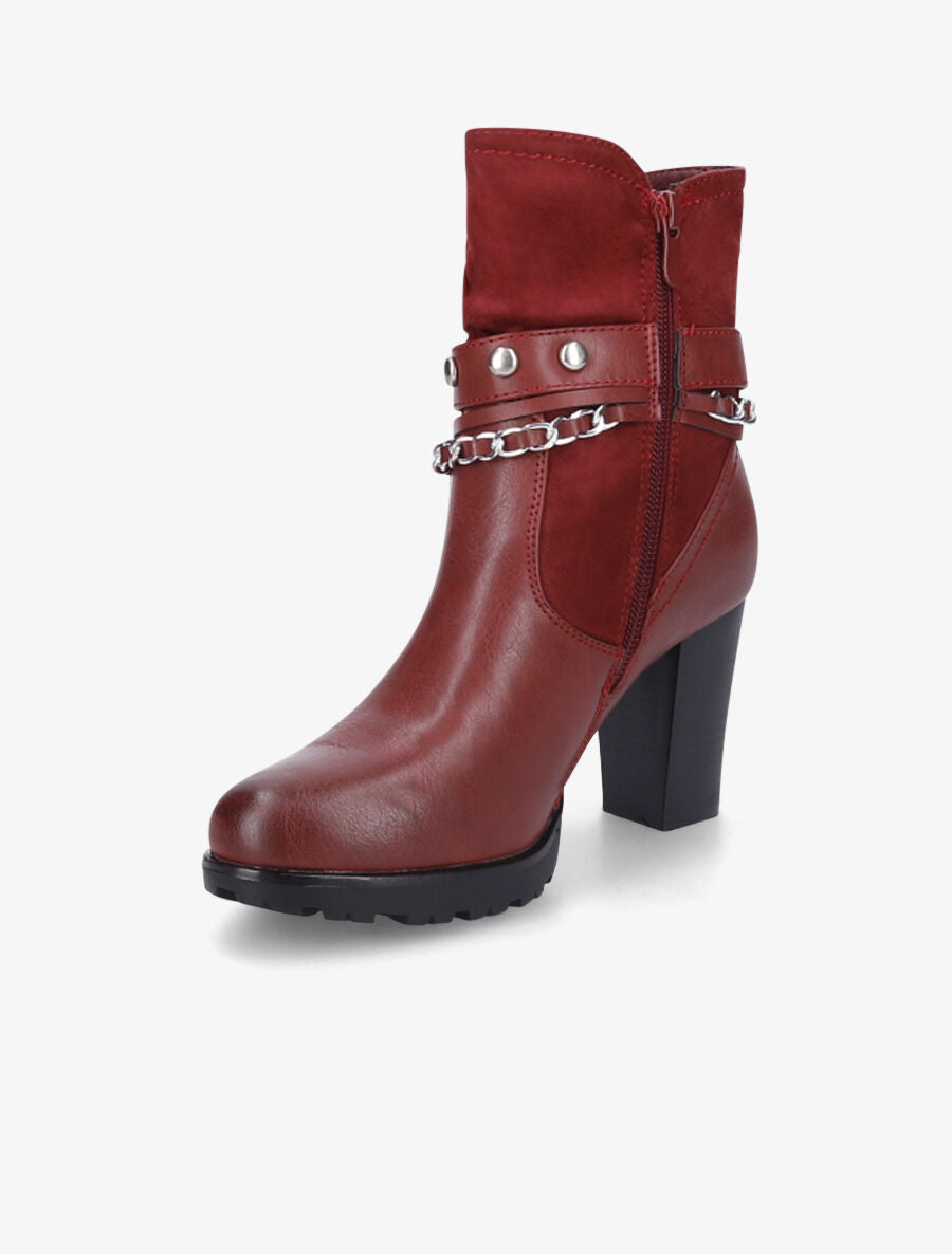 Bottines à chaîne et clous - Bordeaux - 3