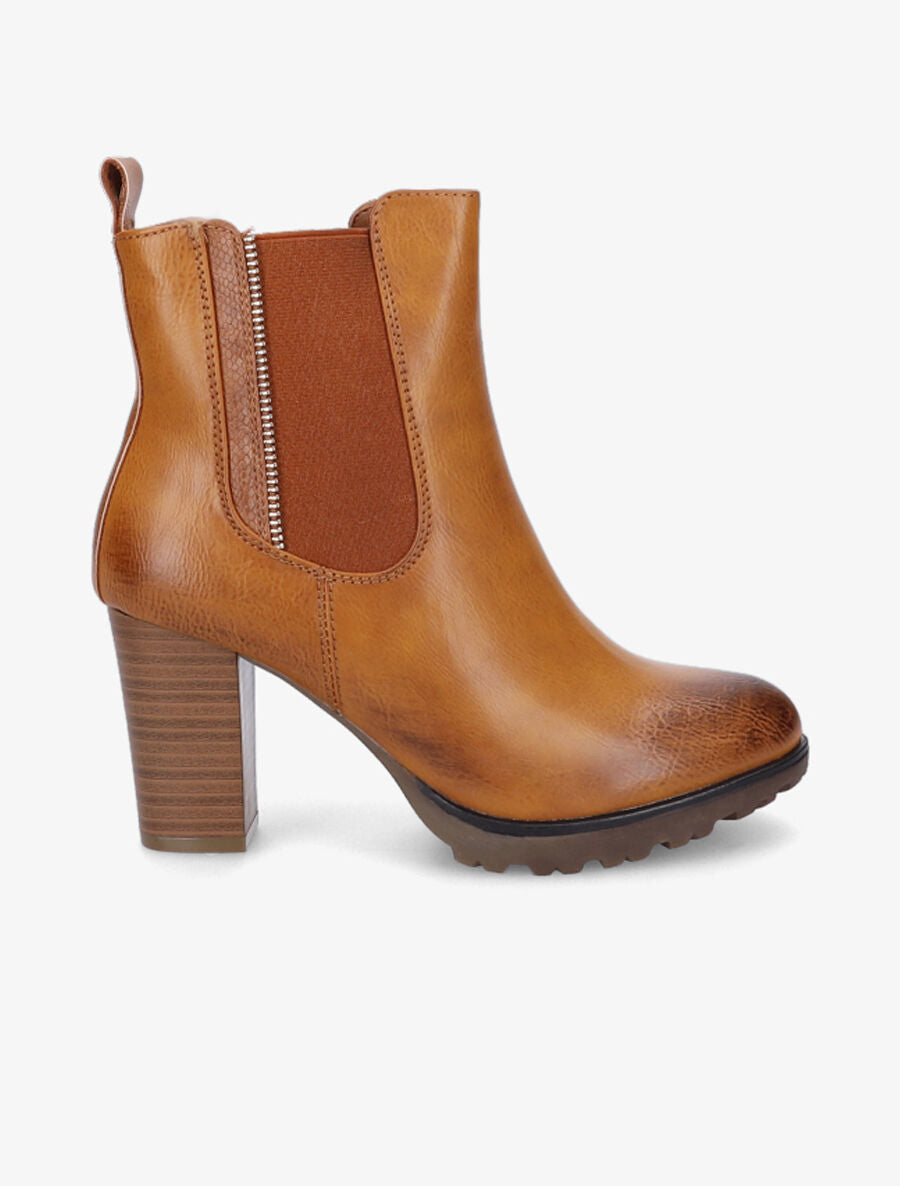 Bottines classiques à talon haut - Camel - 1