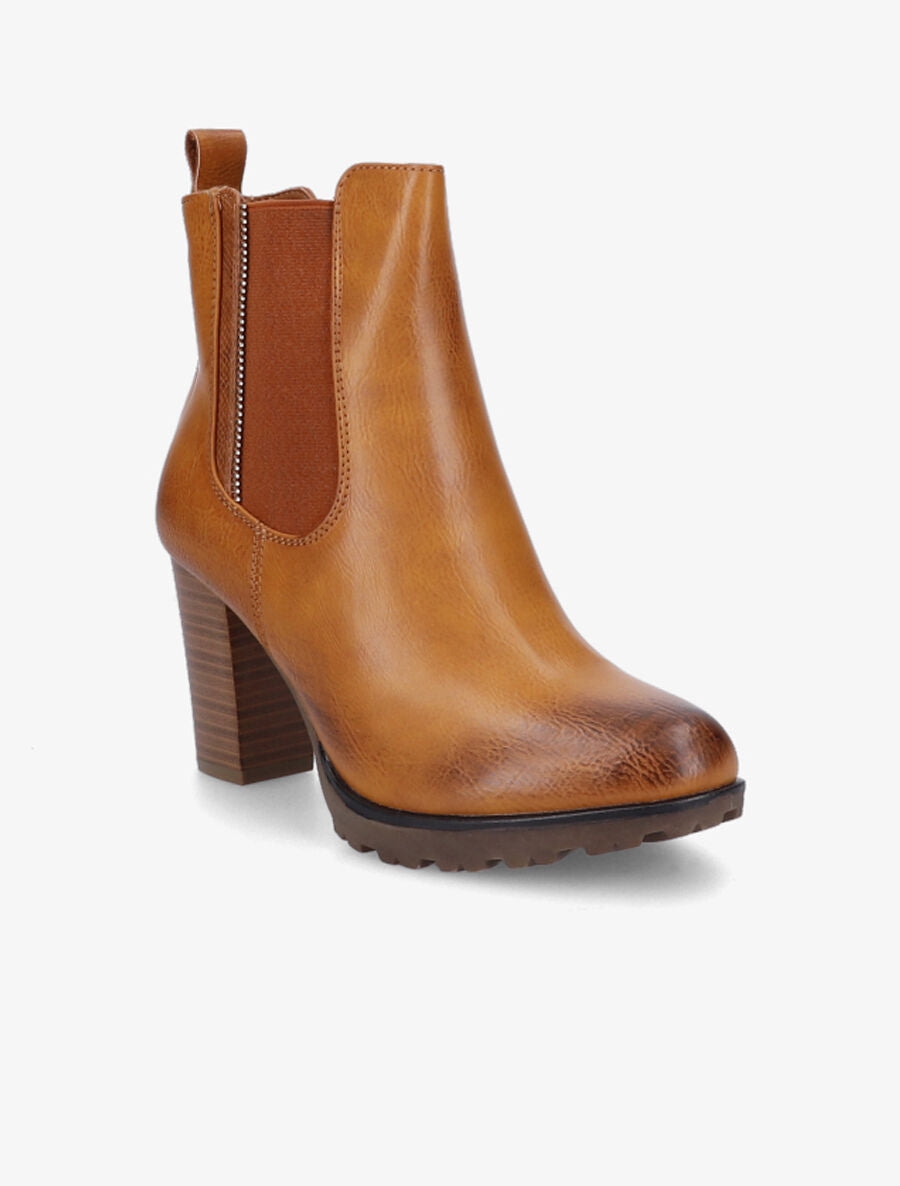 Bottines classiques à talon haut - Camel - 2