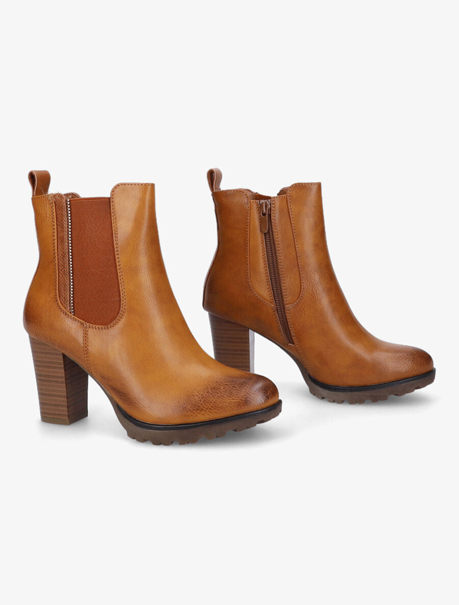 Bottines classiques à talon haut - Camel - 4