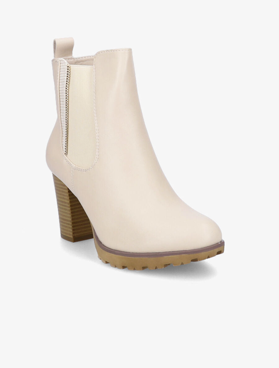 Bottines classiques à talon haut - Beige - 2
