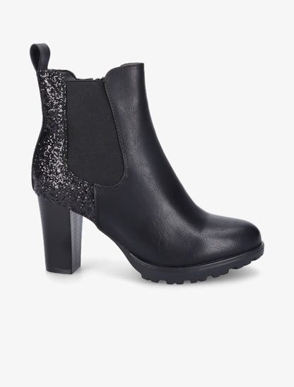 Bottines à talon et paillettes - Noir - 1