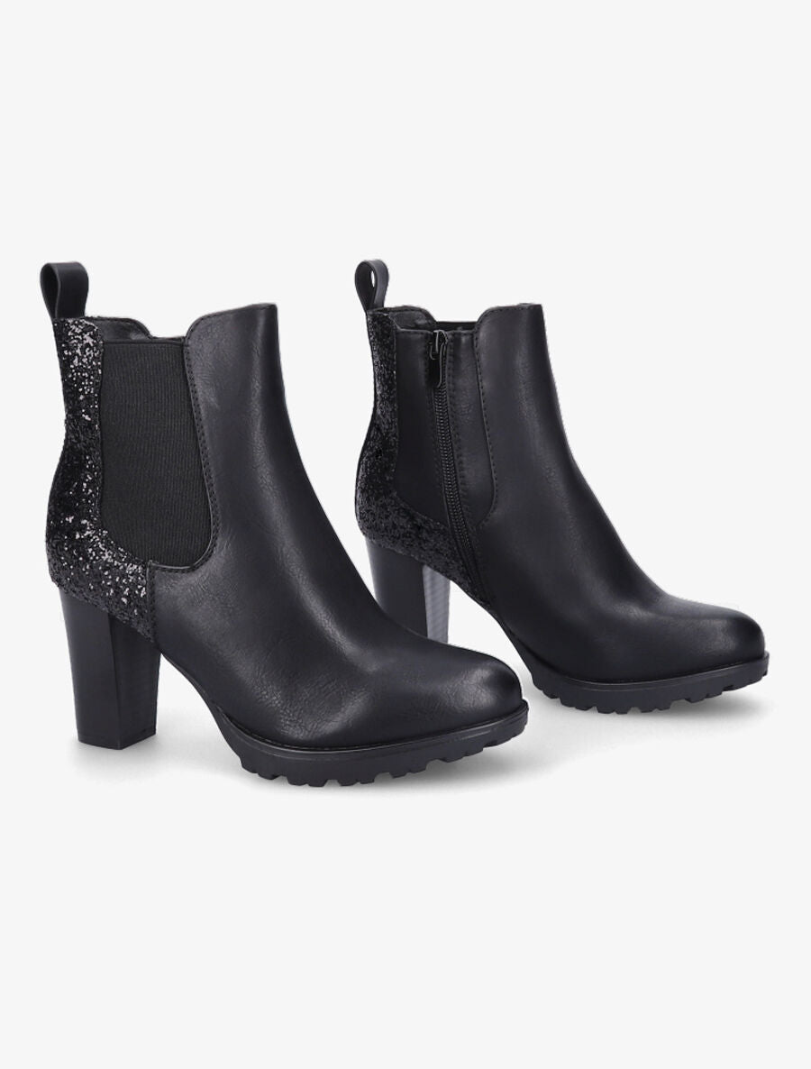 Bottines à talon et paillettes - Noir - 4