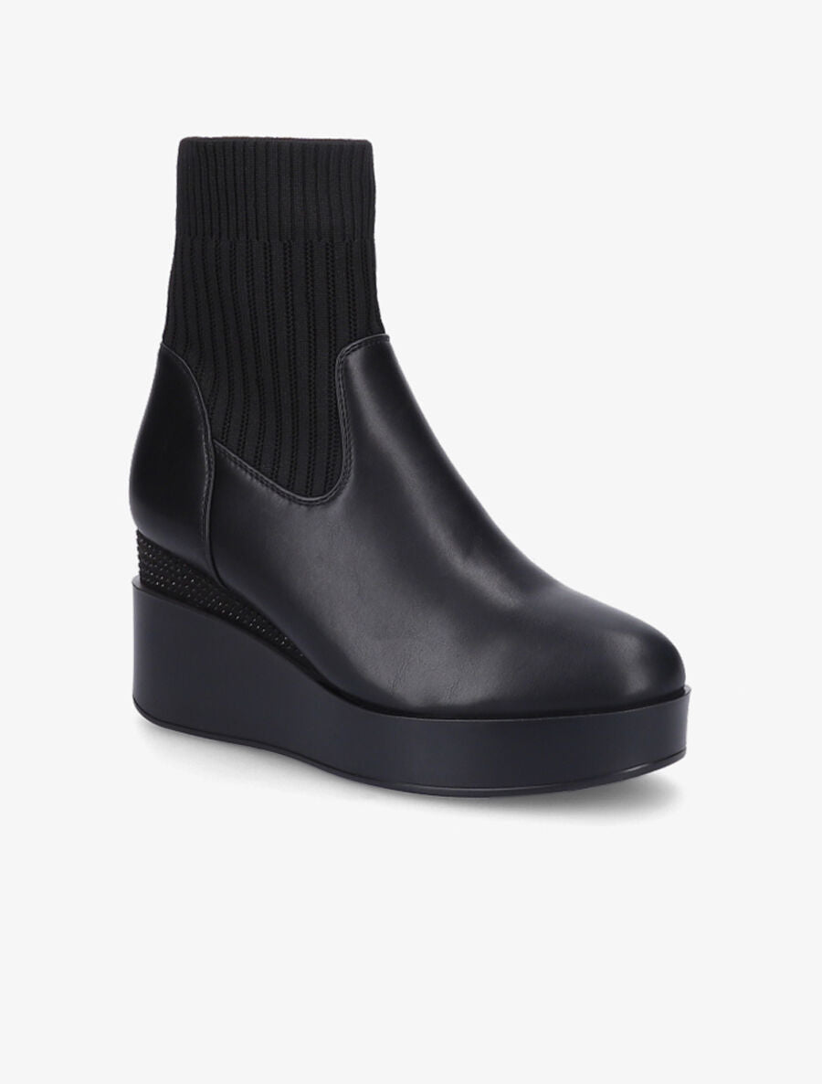 Bottines compensées bi-matière - Noir - 2