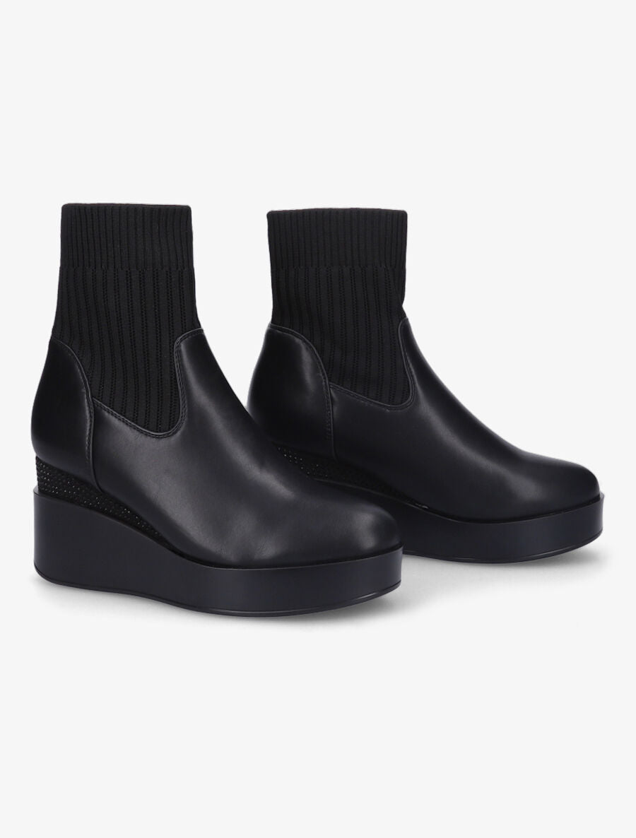 Bottines compensées bi-matière - Noir - 4