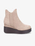 Bottines compensées en suédine à strass - Beige - 1