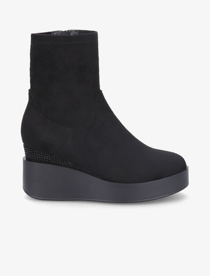 Bottines compensées à strass - Noir - 1