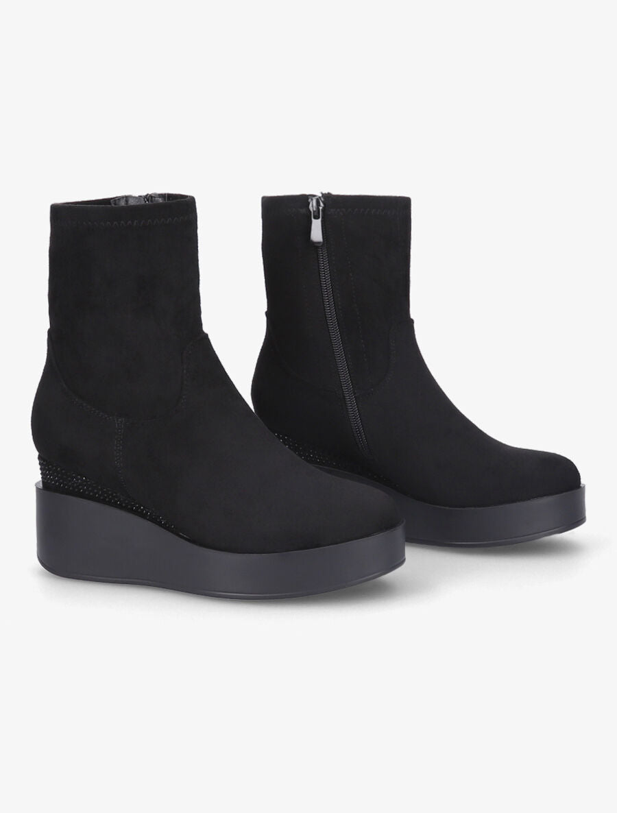 Bottines compensées à strass - Noir - 4