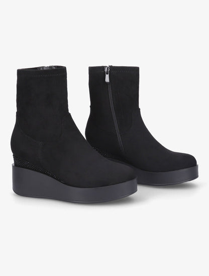 Bottines compensées à strass - Noir - 4