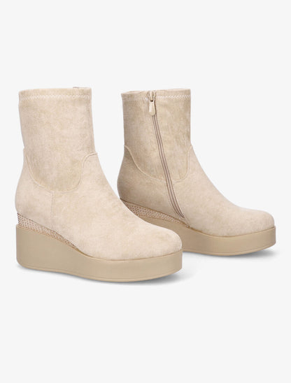 Bottines compensées à strass - Beige - 4