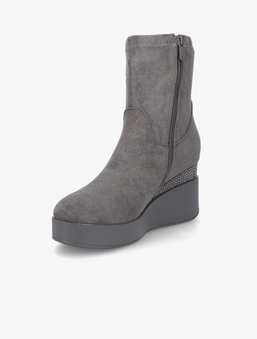 Bottines compensées à strass - Gris - 3