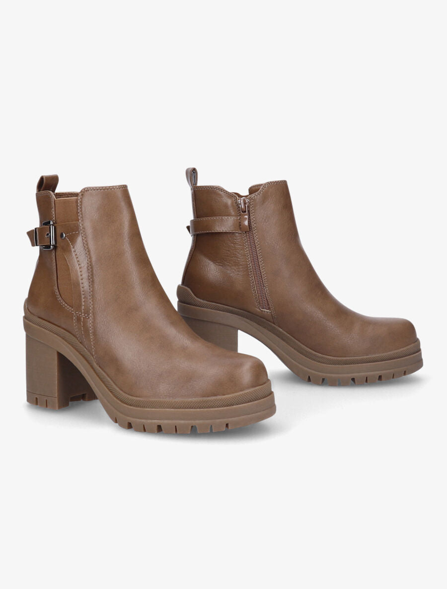 Bottines élastiquées à talon - Taupe - 4