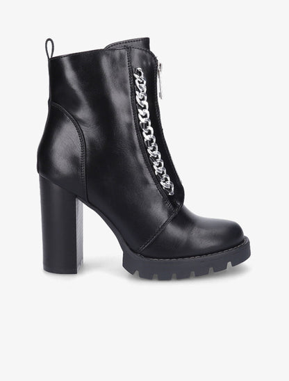 Bottines à talon et chaînes - Noir - 1