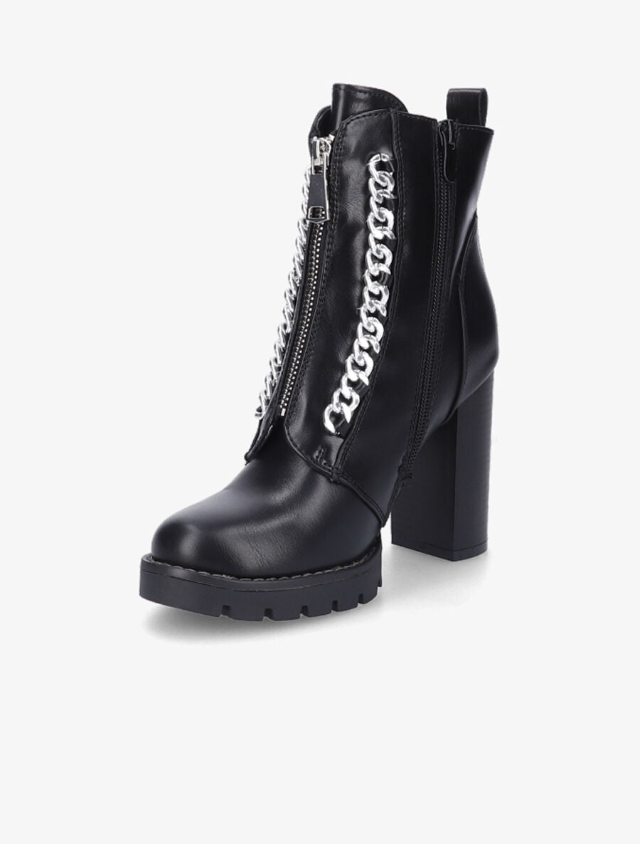 Bottines à talon et chaînes - Noir - 3
