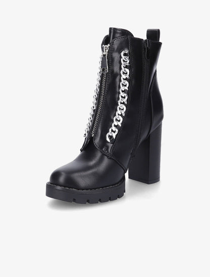 Bottines à talon et chaînes - Noir - 3
