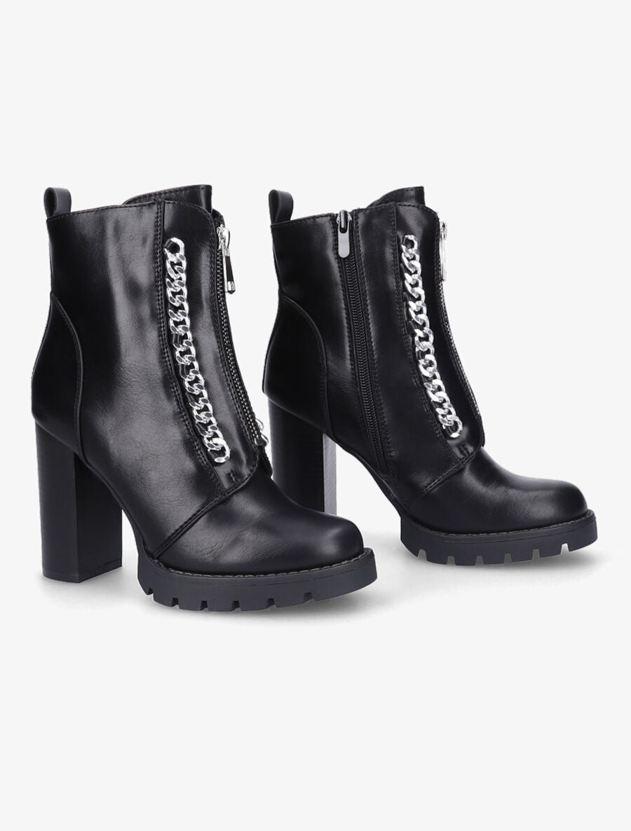 Bottines à talon et chaînes - Noir - 4