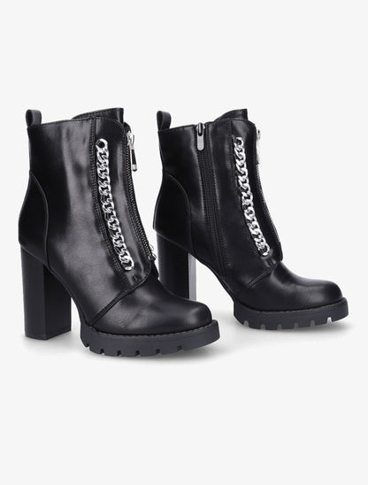 Bottines à talon et chaînes - Noir - 4