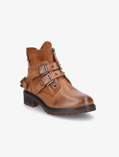 Bottines patinées à sangles - Camel - 2