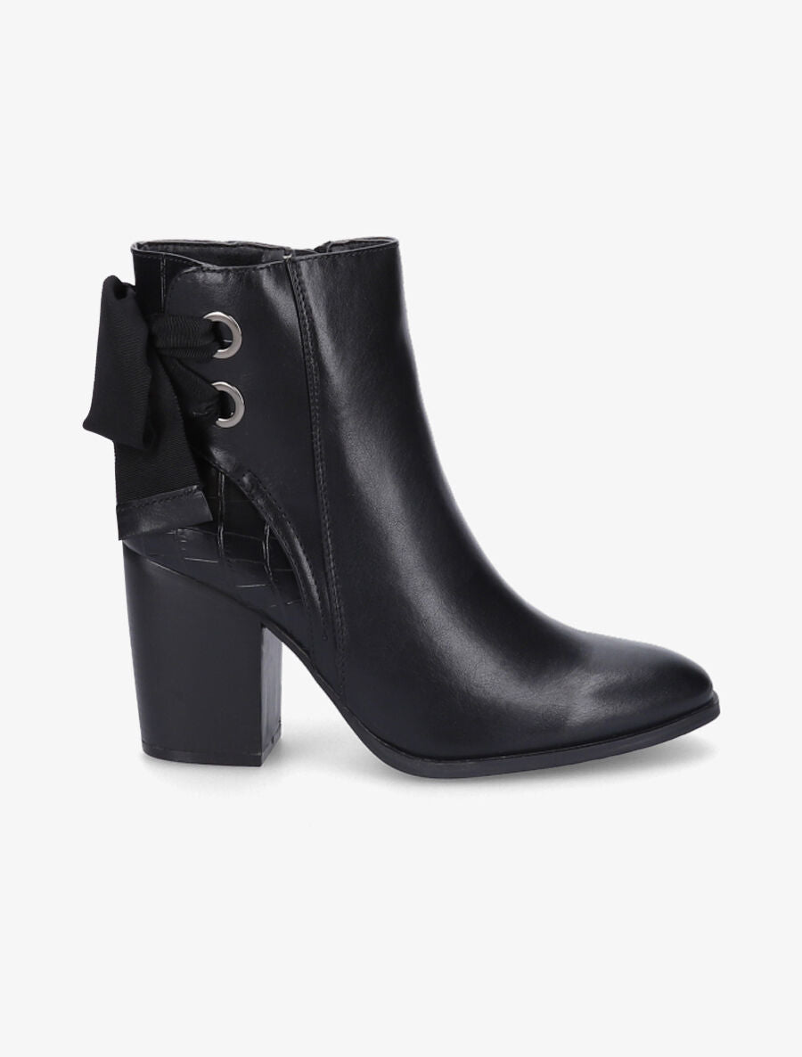 Bottines en simili à contrefort croco - Noir - 1