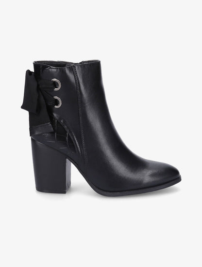 Bottines en simili à contrefort croco - Noir - 1
