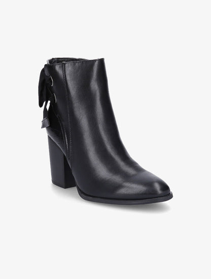 Bottines en simili à contrefort croco - Noir - 2
