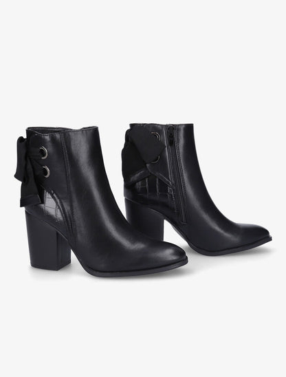 Bottines en simili à contrefort croco - Noir - 4