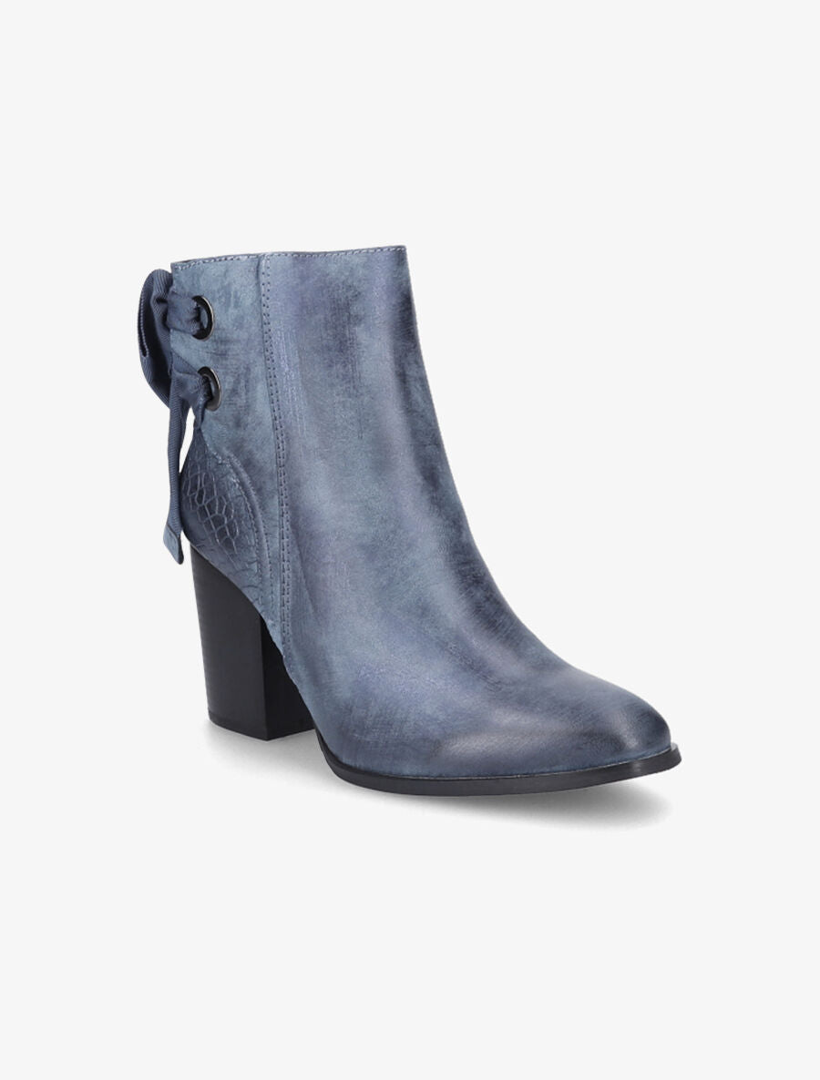 Bottines en simili à contrefort croco - Bleu - 2