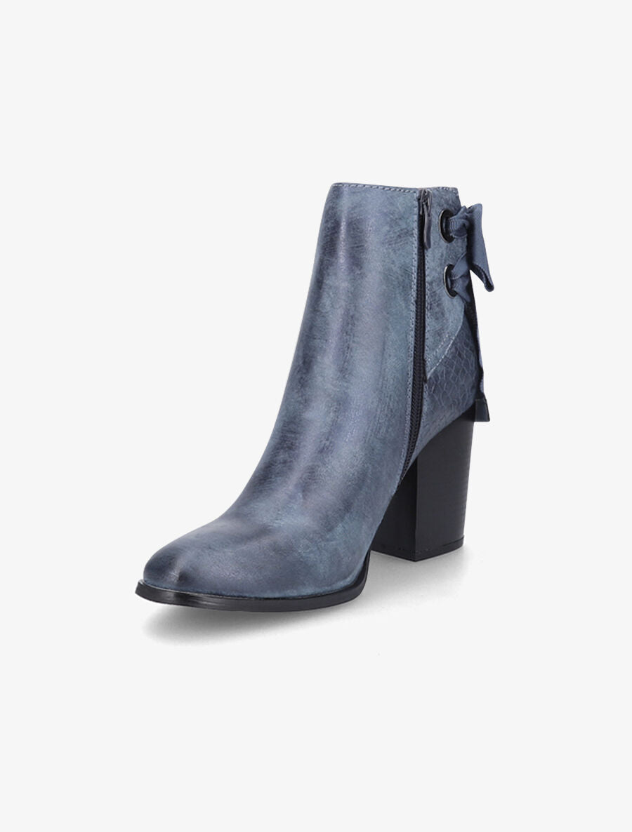 Bottines en simili à contrefort croco - Bleu - 3
