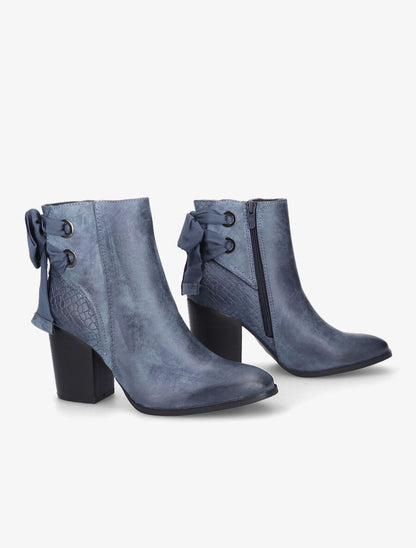 Bottines en simili à contrefort croco - Bleu - 4