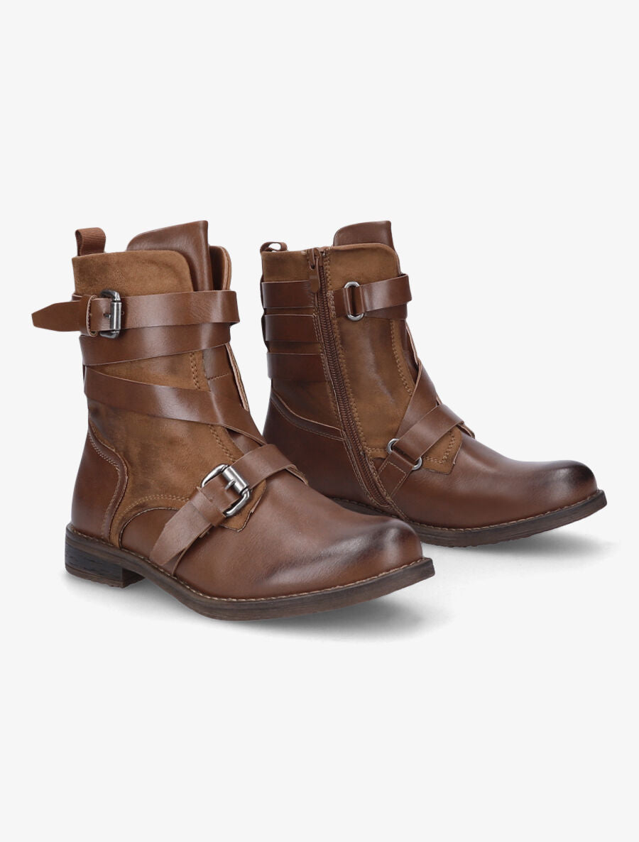 Bottines montantes à sangles - Camel - 4