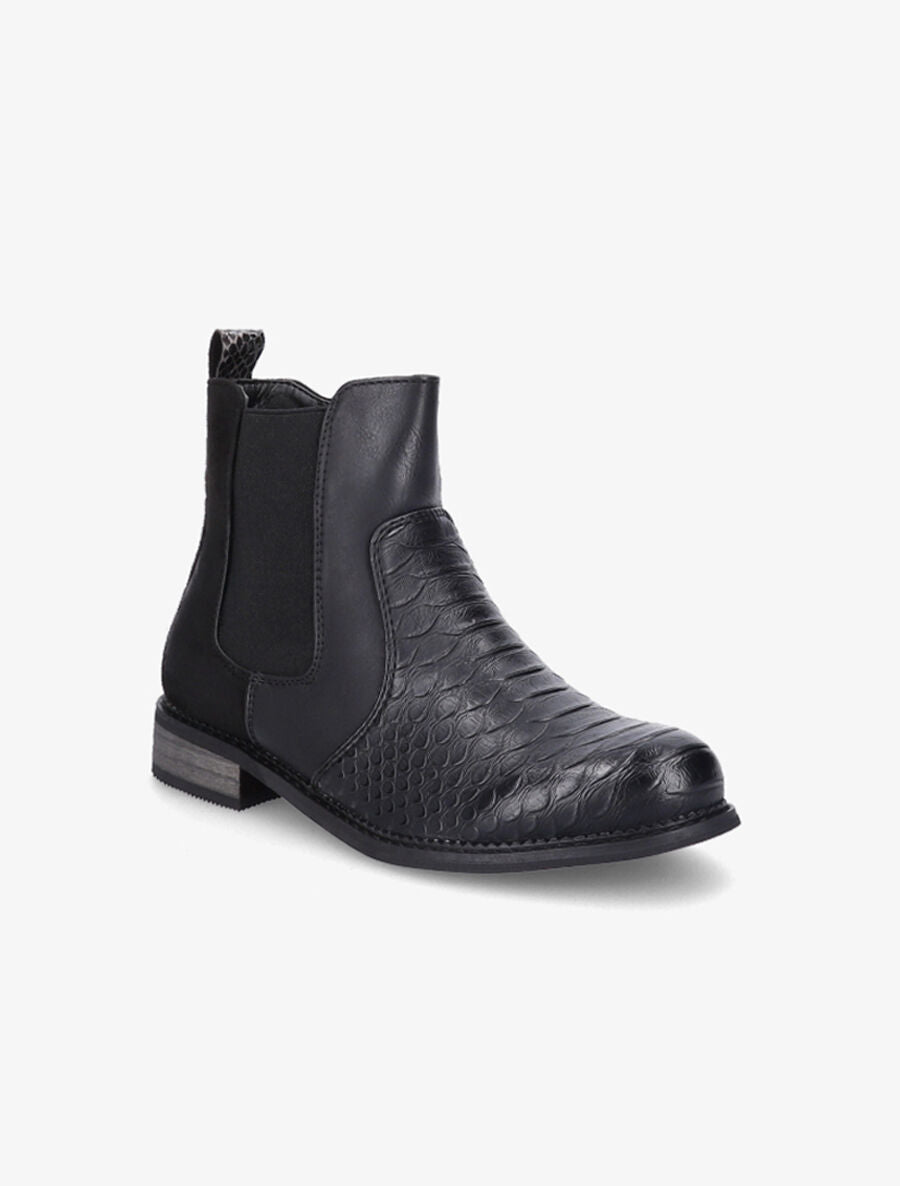 Bottines élastiquées effet python - Noir - 2