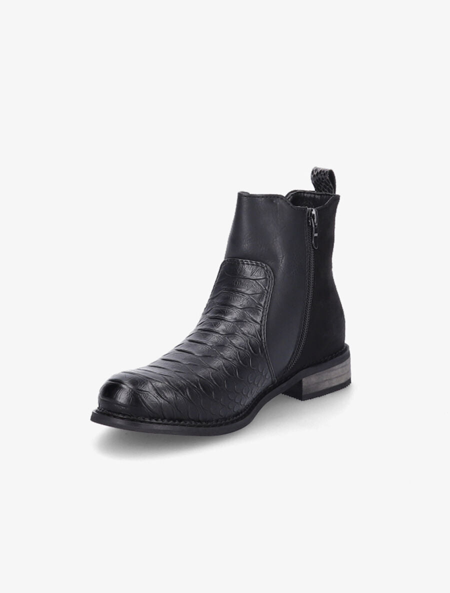 Bottines élastiquées effet python - Noir - 3